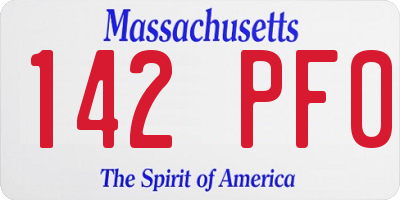 MA license plate 142PF0