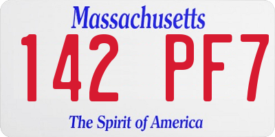 MA license plate 142PF7