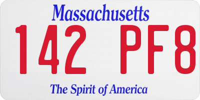MA license plate 142PF8