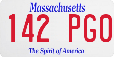 MA license plate 142PG0