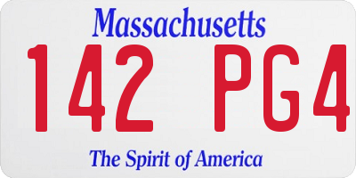 MA license plate 142PG4