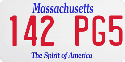 MA license plate 142PG5