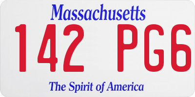 MA license plate 142PG6