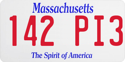 MA license plate 142PI3