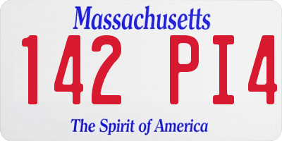 MA license plate 142PI4
