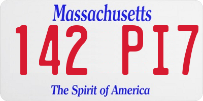 MA license plate 142PI7