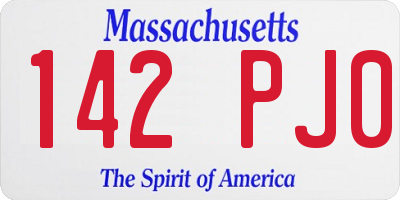 MA license plate 142PJ0