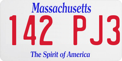 MA license plate 142PJ3