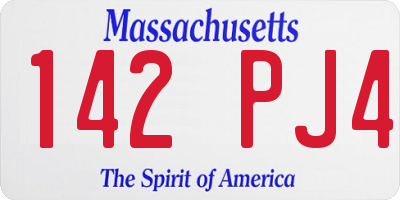 MA license plate 142PJ4