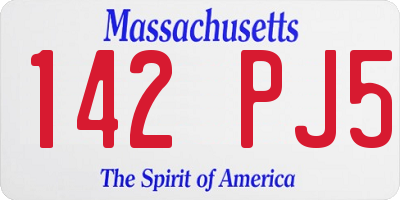 MA license plate 142PJ5