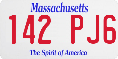 MA license plate 142PJ6
