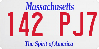 MA license plate 142PJ7