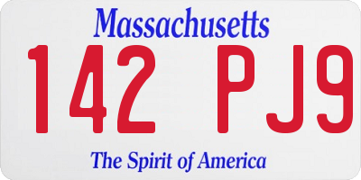 MA license plate 142PJ9