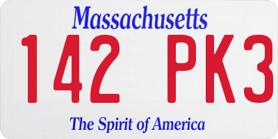 MA license plate 142PK3