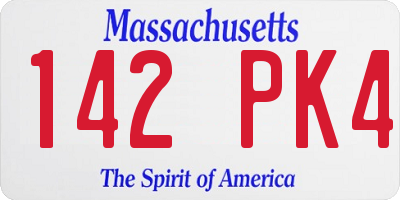 MA license plate 142PK4