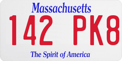 MA license plate 142PK8