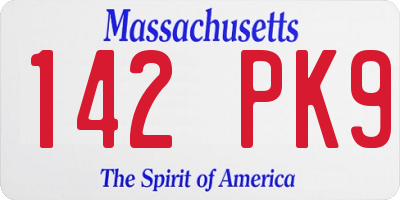 MA license plate 142PK9