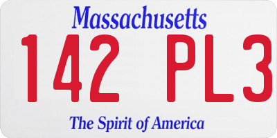 MA license plate 142PL3
