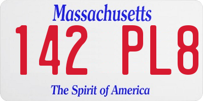 MA license plate 142PL8