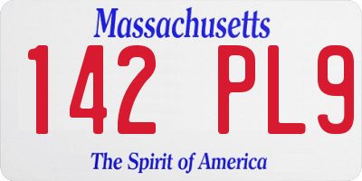 MA license plate 142PL9