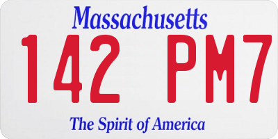 MA license plate 142PM7