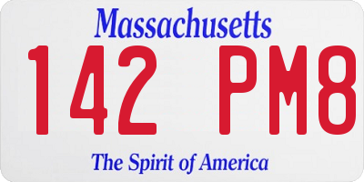 MA license plate 142PM8