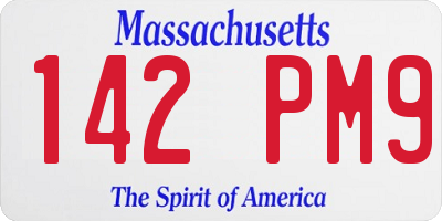 MA license plate 142PM9