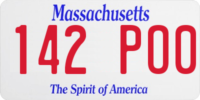 MA license plate 142PO0