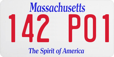MA license plate 142PO1
