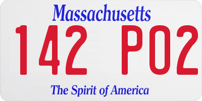 MA license plate 142PO2