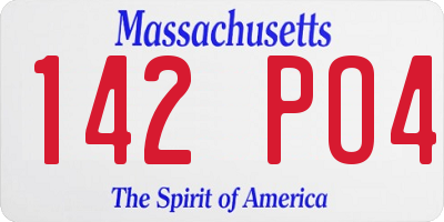 MA license plate 142PO4