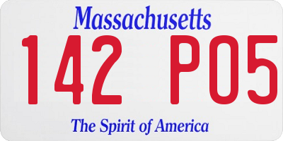 MA license plate 142PO5