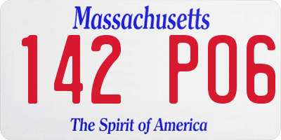 MA license plate 142PO6