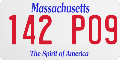 MA license plate 142PO9