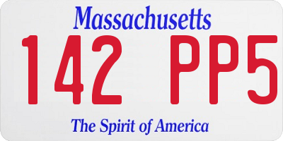 MA license plate 142PP5