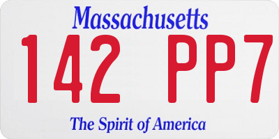 MA license plate 142PP7