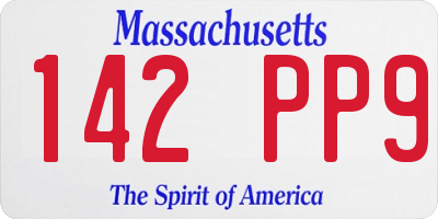 MA license plate 142PP9