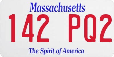 MA license plate 142PQ2