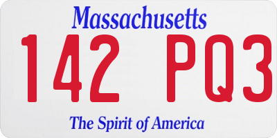 MA license plate 142PQ3
