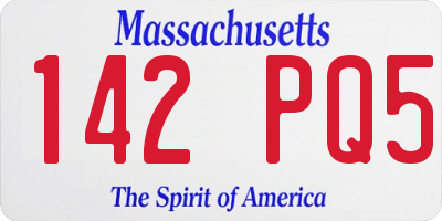 MA license plate 142PQ5