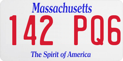 MA license plate 142PQ6