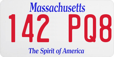 MA license plate 142PQ8