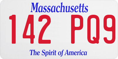 MA license plate 142PQ9