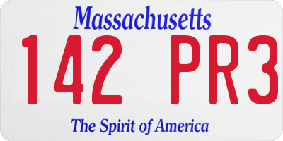 MA license plate 142PR3