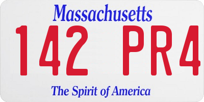 MA license plate 142PR4