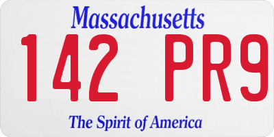 MA license plate 142PR9
