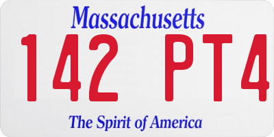 MA license plate 142PT4