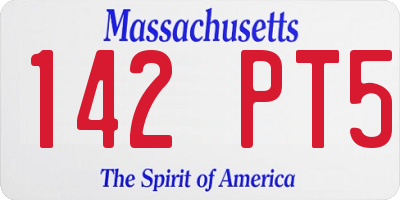 MA license plate 142PT5