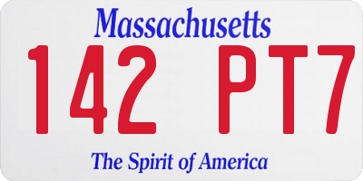 MA license plate 142PT7