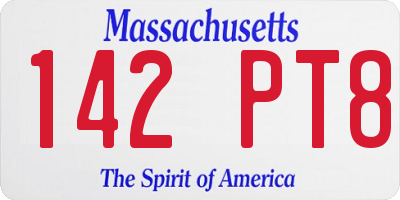 MA license plate 142PT8